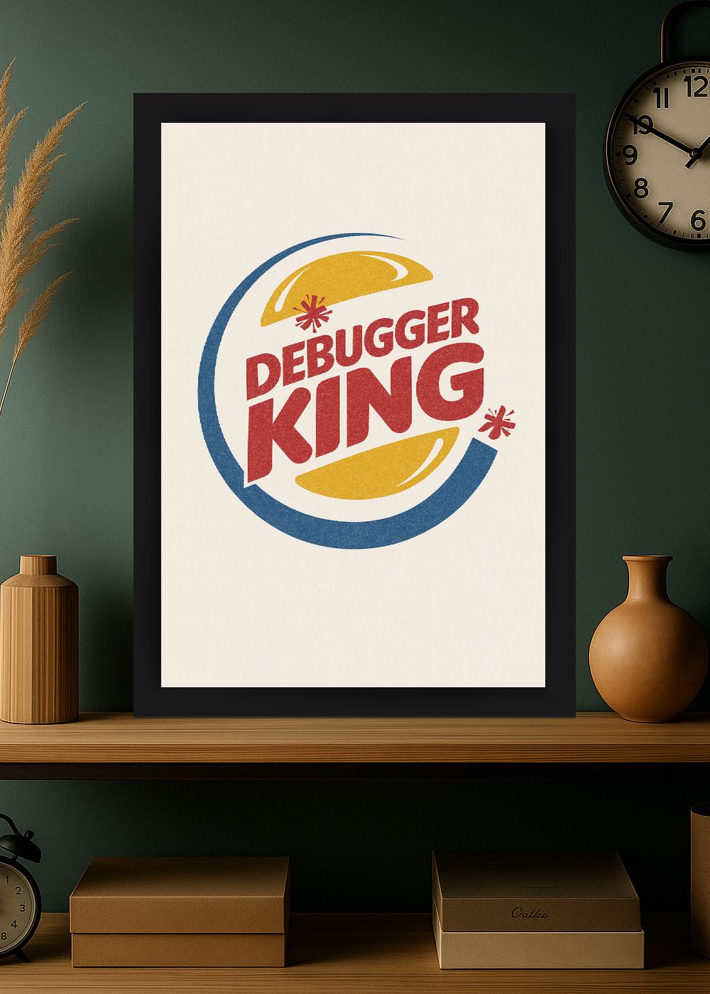Quadro Geek Debugger King Com Vidro e Moldura