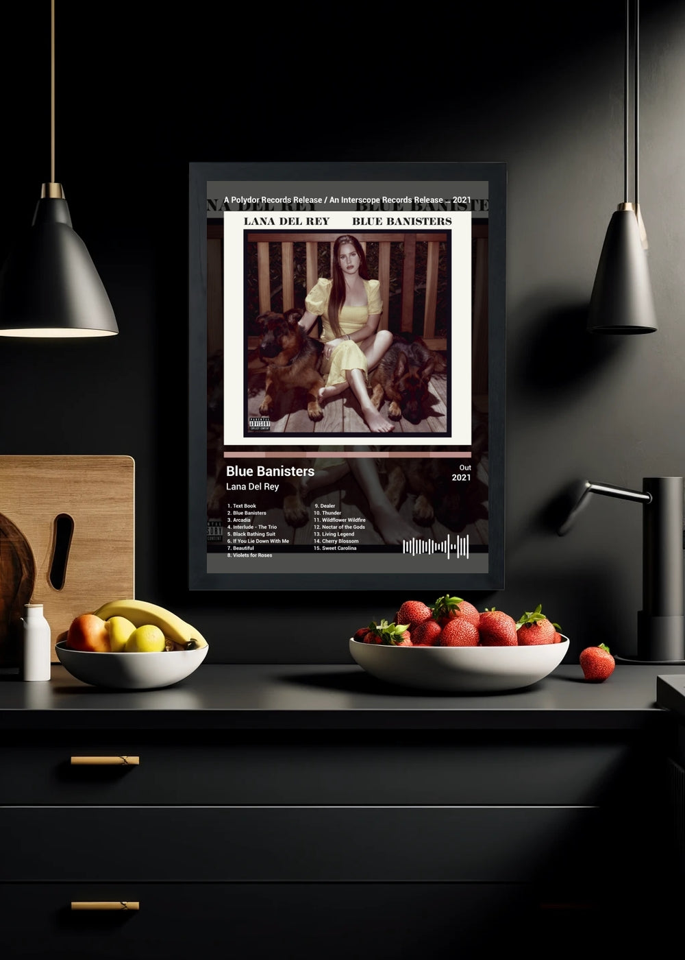 Quadro Lana Del Rey Blue Banisters (Dark) Com Vidro