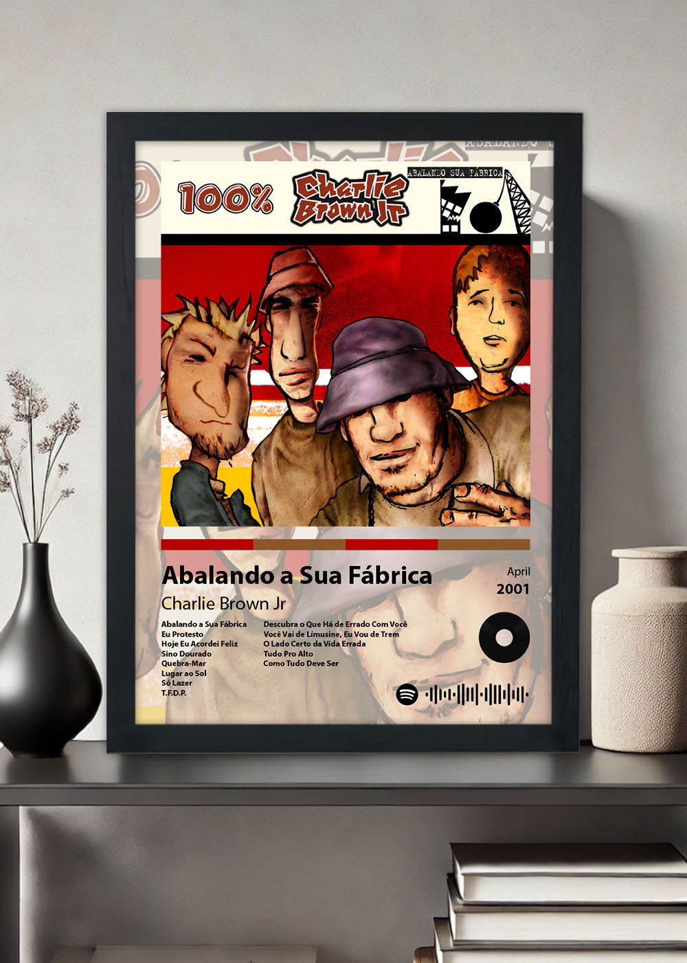 Quadro Decorativo Charlie Brown Jr Abalando.... - Com vidro