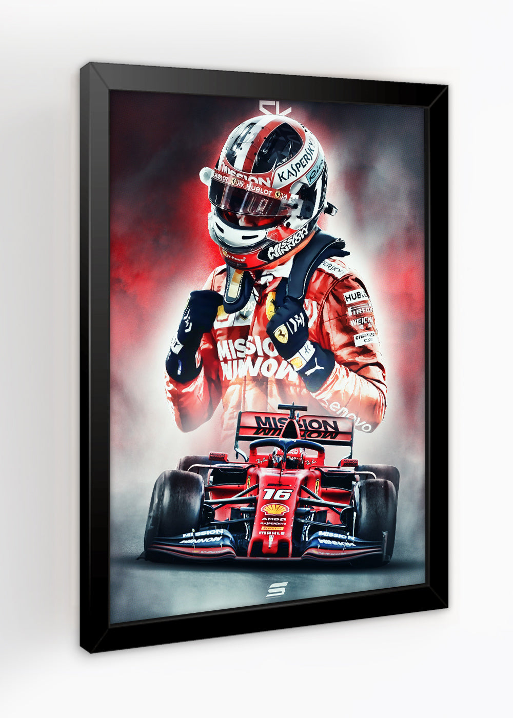 Quadro Piloto Charles Leclerc - Com vidro