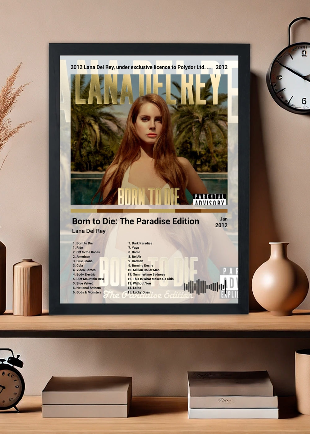 Quadro Decorativo Lana Del Rey Paradise (Light) Com Vidro