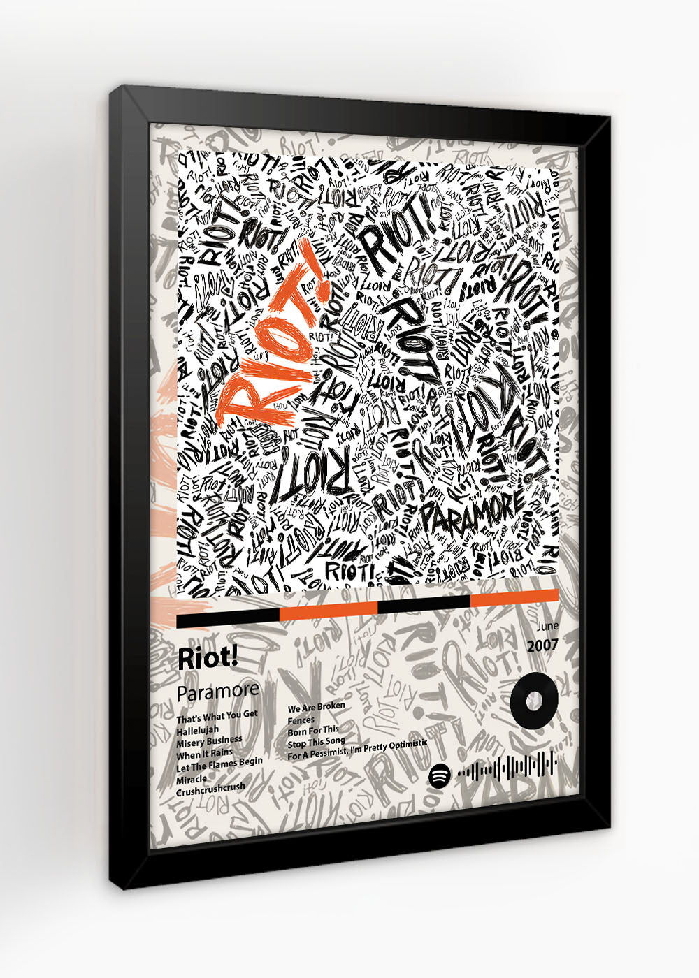 Quadro Decorativo Riot! Paramore - Com vidro