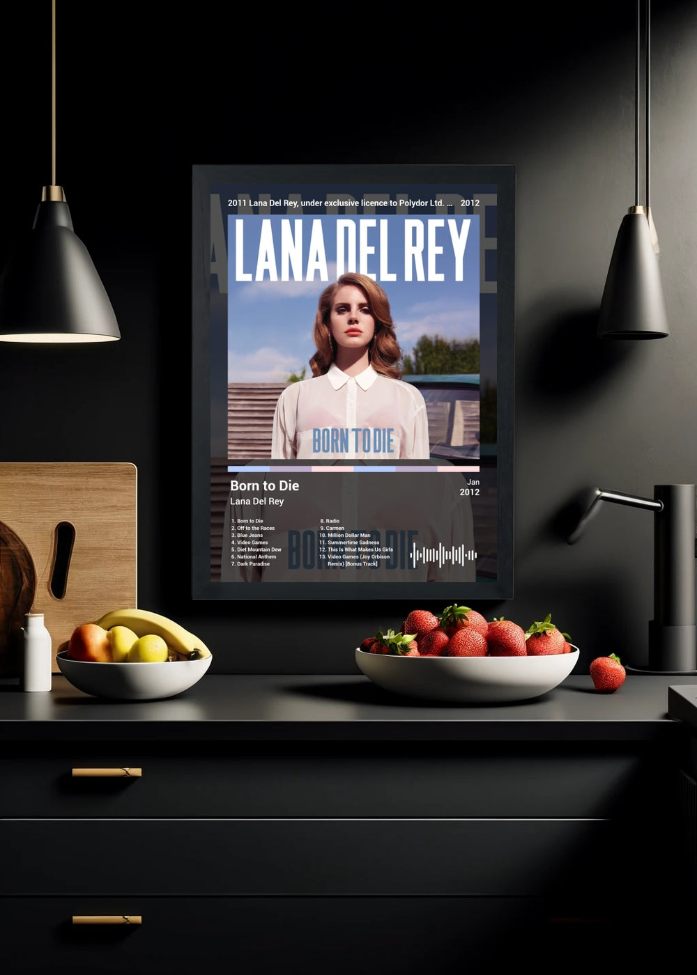 Quadro Decorativo Lana Del Rey Born to Die (Dark) Com Vidro