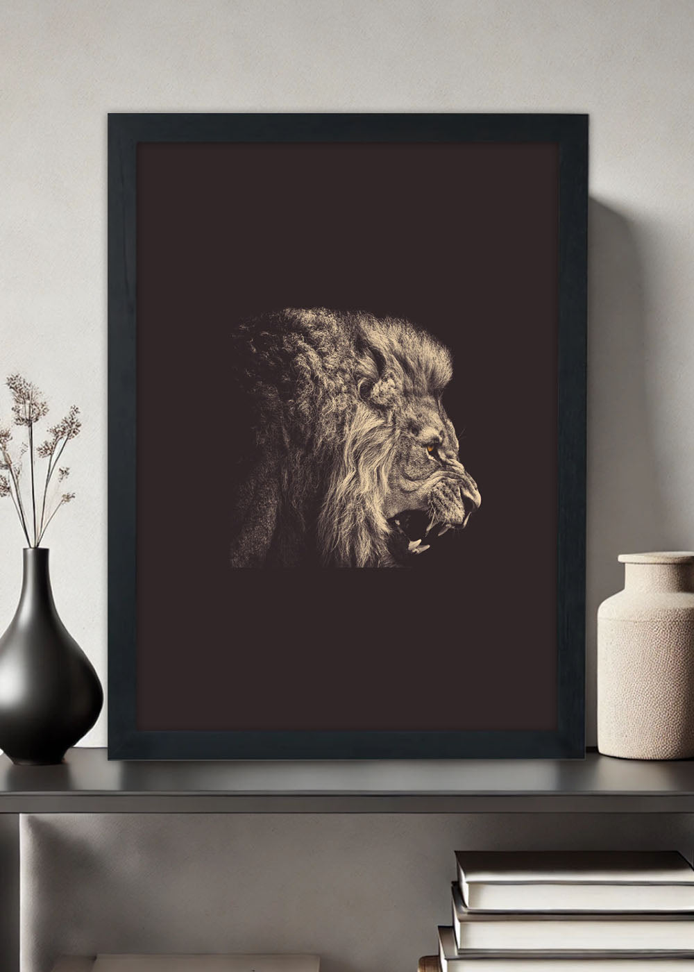 Quadro O leão que comanda todos animais - Com vidro