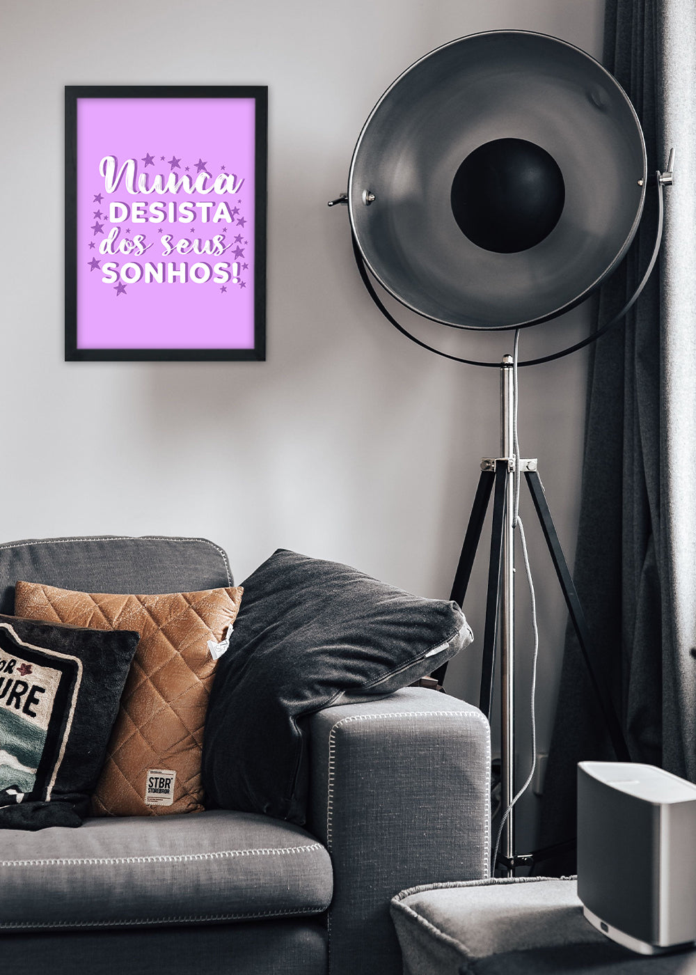 Quadro Decorativo Nunca desista - Com vidro