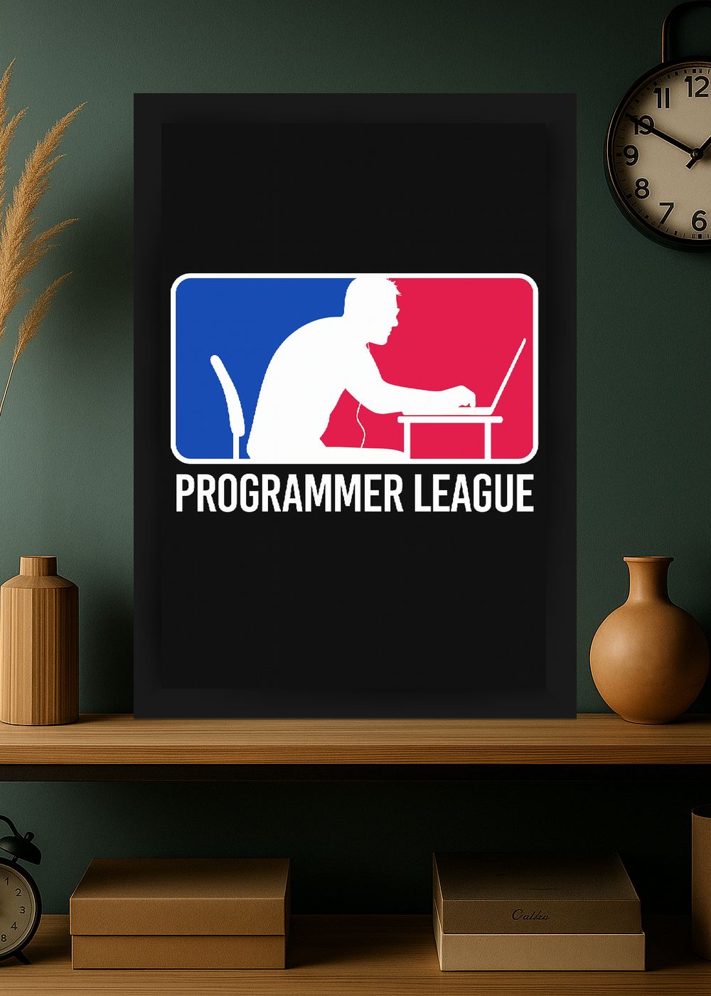 Quadro Programmer League Programação Com Vidro e Moldura