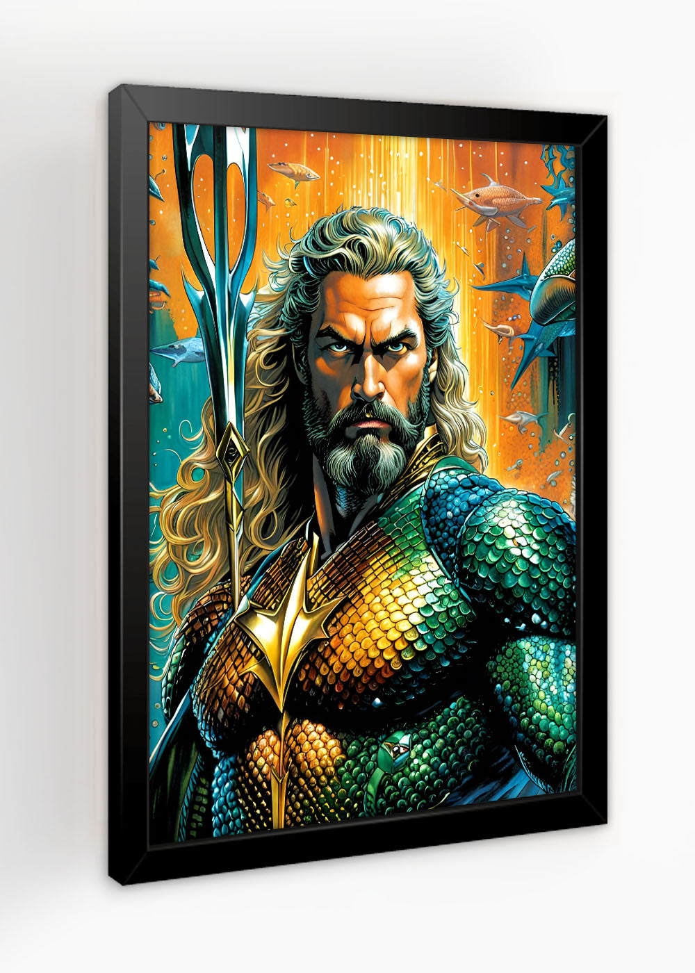 Quadro Decorativo Heroi DC - Aquaman - Com vidro