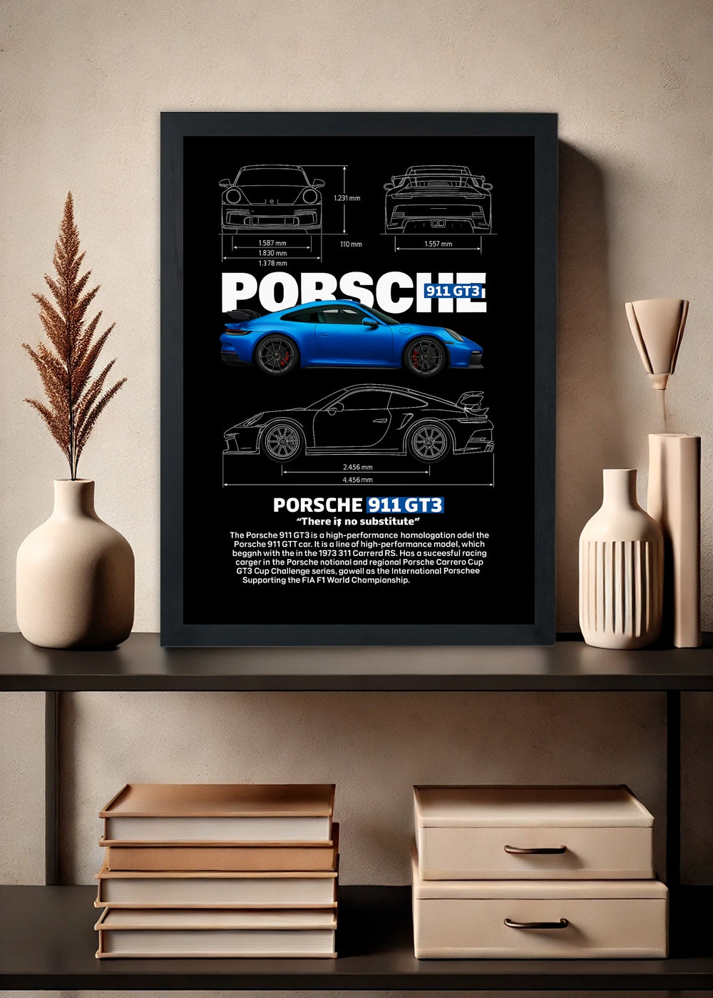Quadro decorativo Porshe 911 GT3 – Com vidro