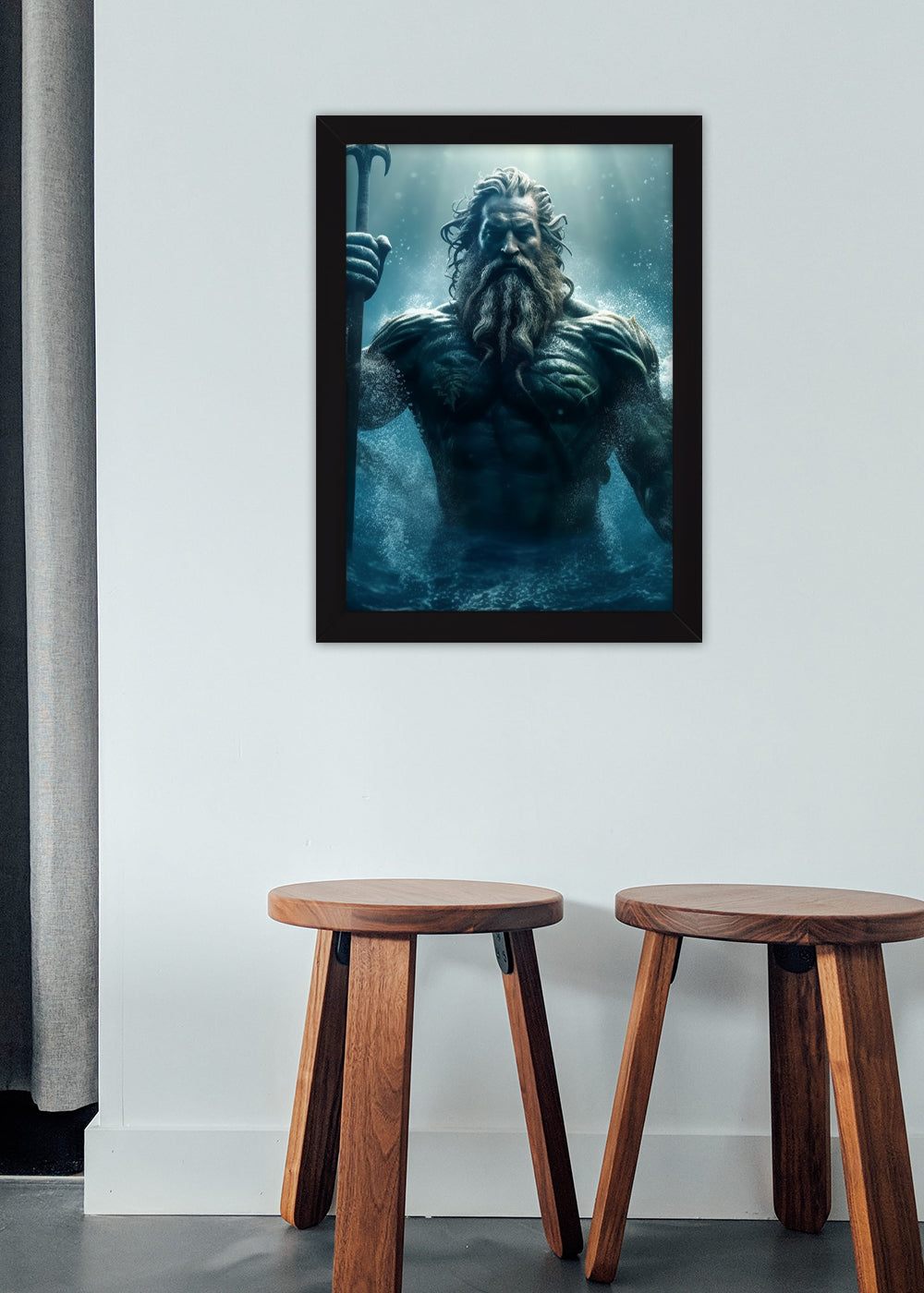 Quadro Poseidon O Rei Do Mar - Mitologia Grega - Com vidro