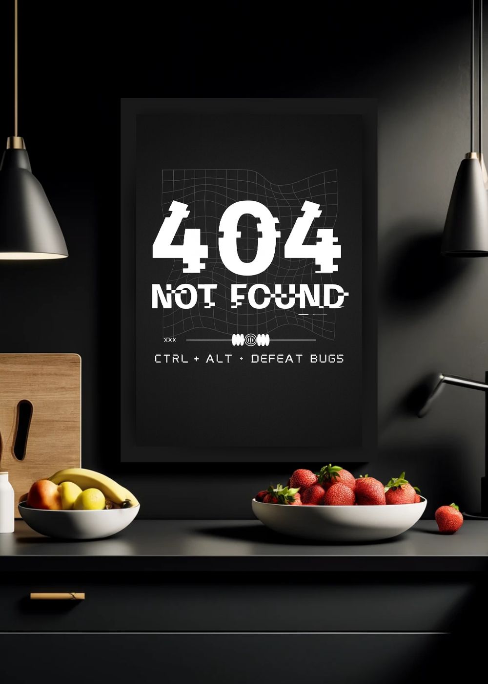 Quadro Geek 404 not found Com Vidro e Moldura