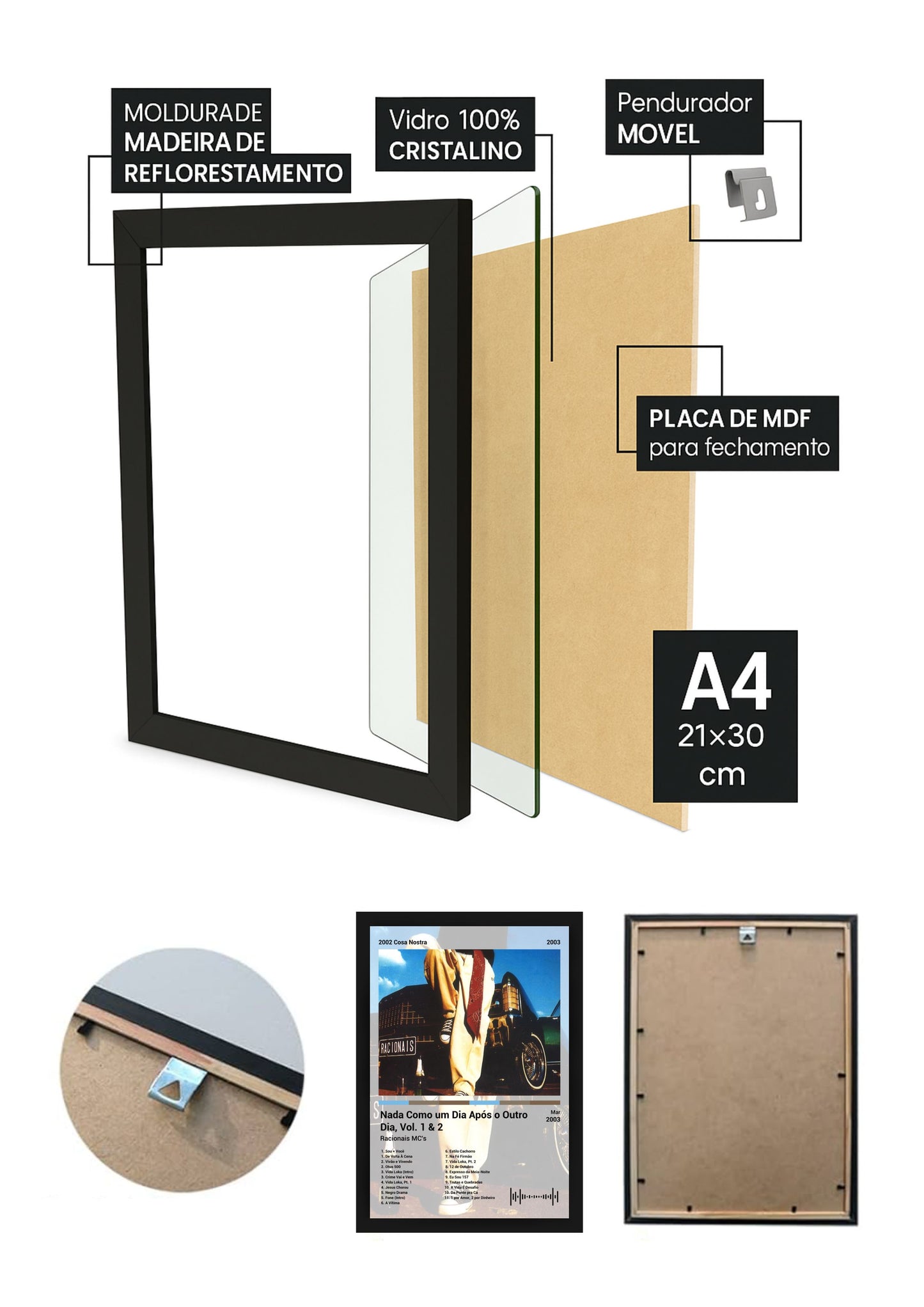 Quadro Racionais MC's Nada Como um Dia ... (Light) Com Vidro