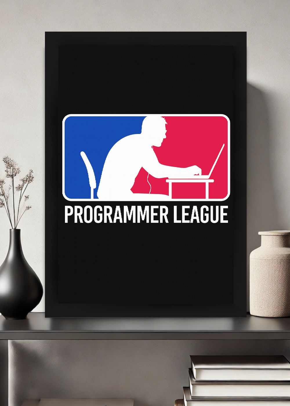 Quadro Programmer League Programação Com Vidro e Moldura