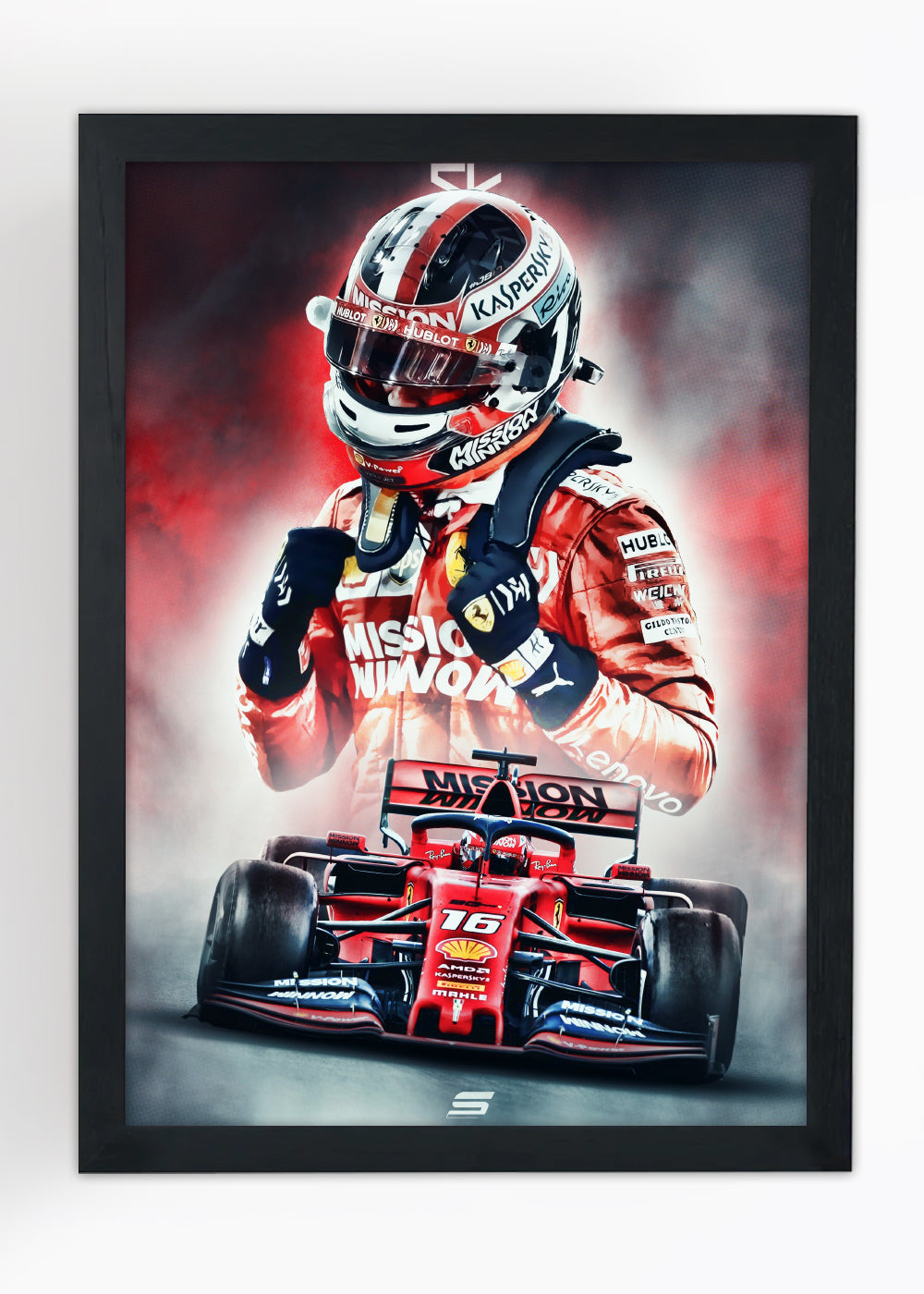Quadro Piloto Charles Leclerc - Com vidro