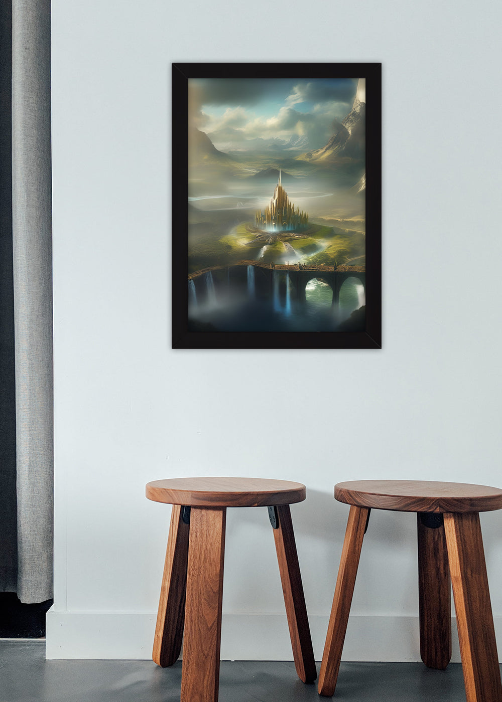 Quadro O Reino de asgard - Mitologia nórdica - Com vidro