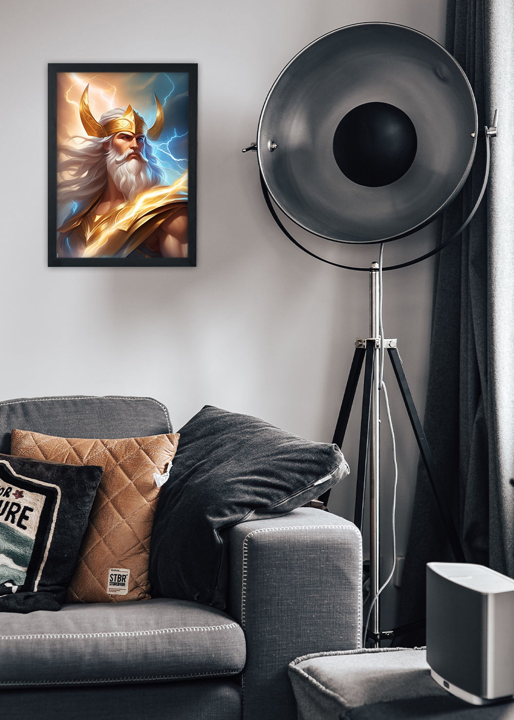 Quadro Decorativo Zeus deus do trovão - Com vidro