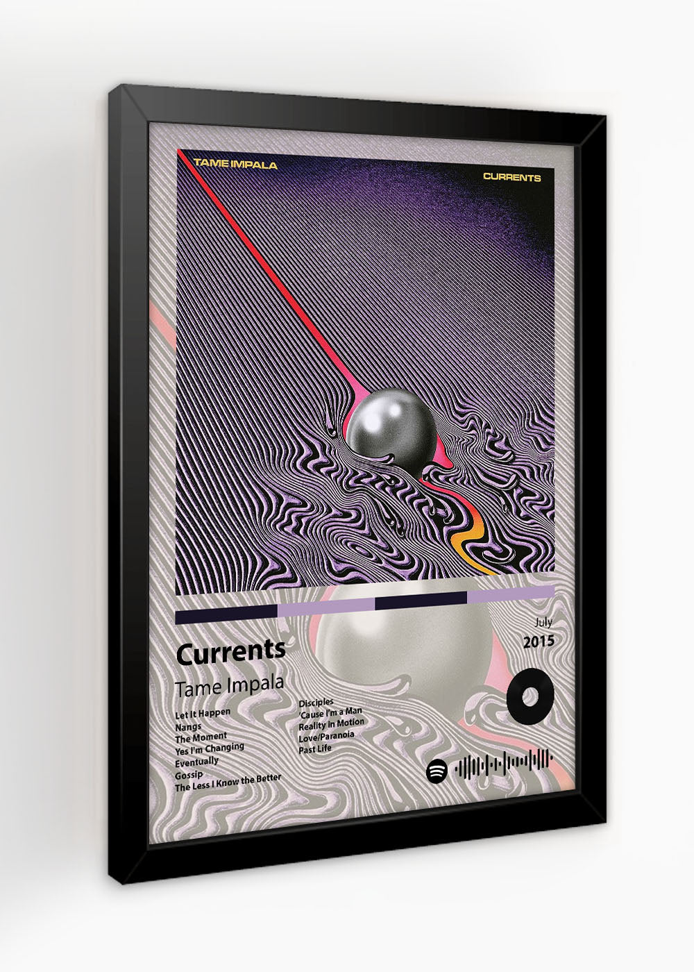 Quadro Decorativo Currents Tame Impala - Com vidro