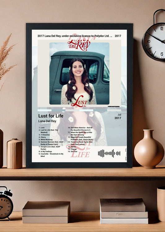 Quadro Lana Del Rey Lust for Life (Light) Com Vidro