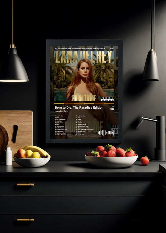 Quadro Decorativo Lana Del Rey Paradise (Dark) Com Vidro