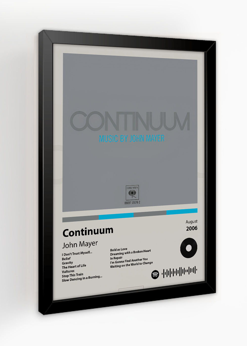 Quadro Decorativo Continuum - John Mayer - Com vidro