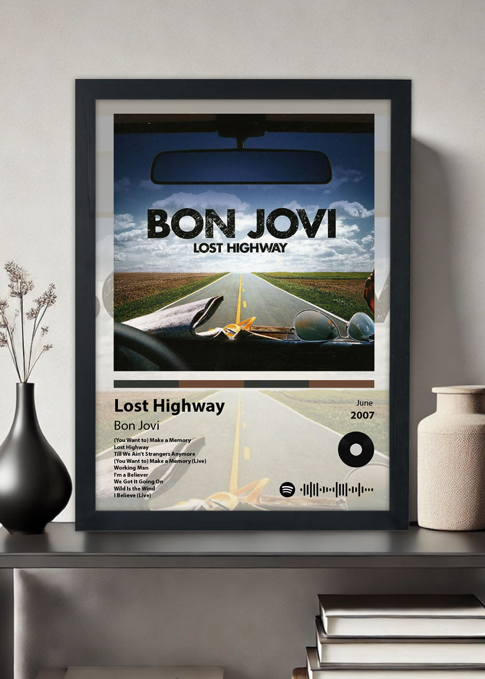 Quadro Lost Highway - Bon Jovi - Com vidro