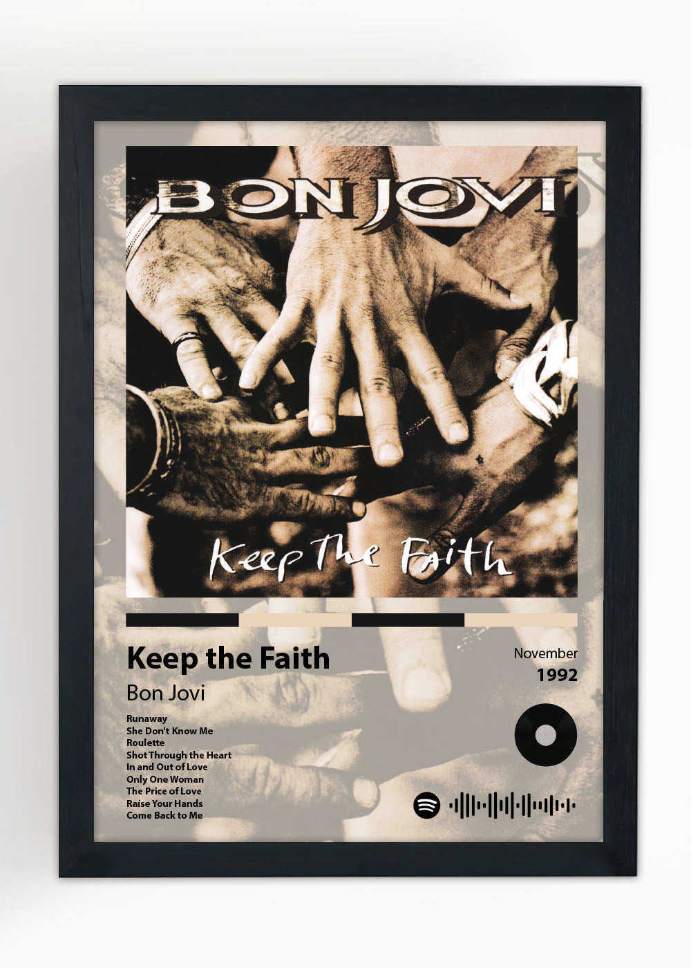 Quadro Keep the Faith - Bon Jovi - Com vidro