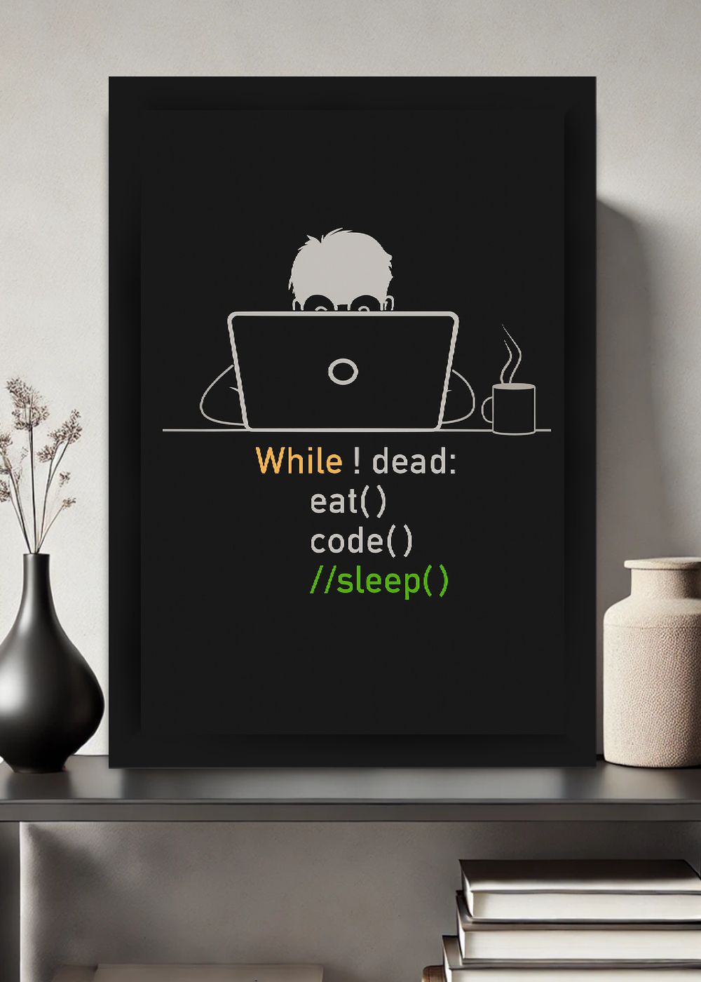 Quadro While Not Dead Com Vidro e Moldura