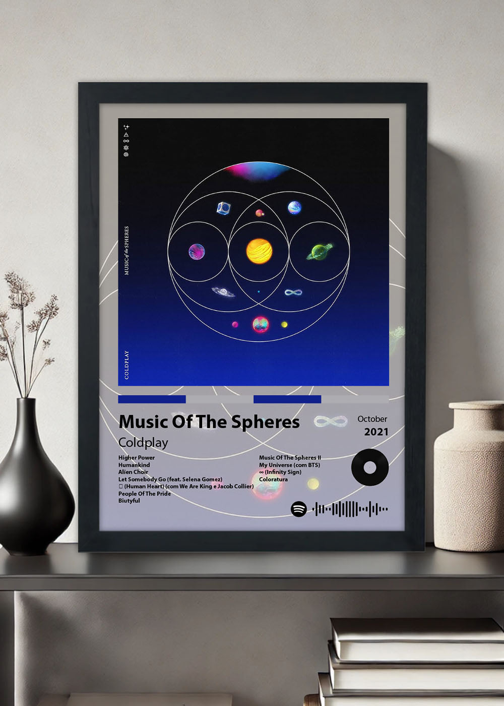 Quadro Decorativo Music of the Spheres Coldplay - Com vidro