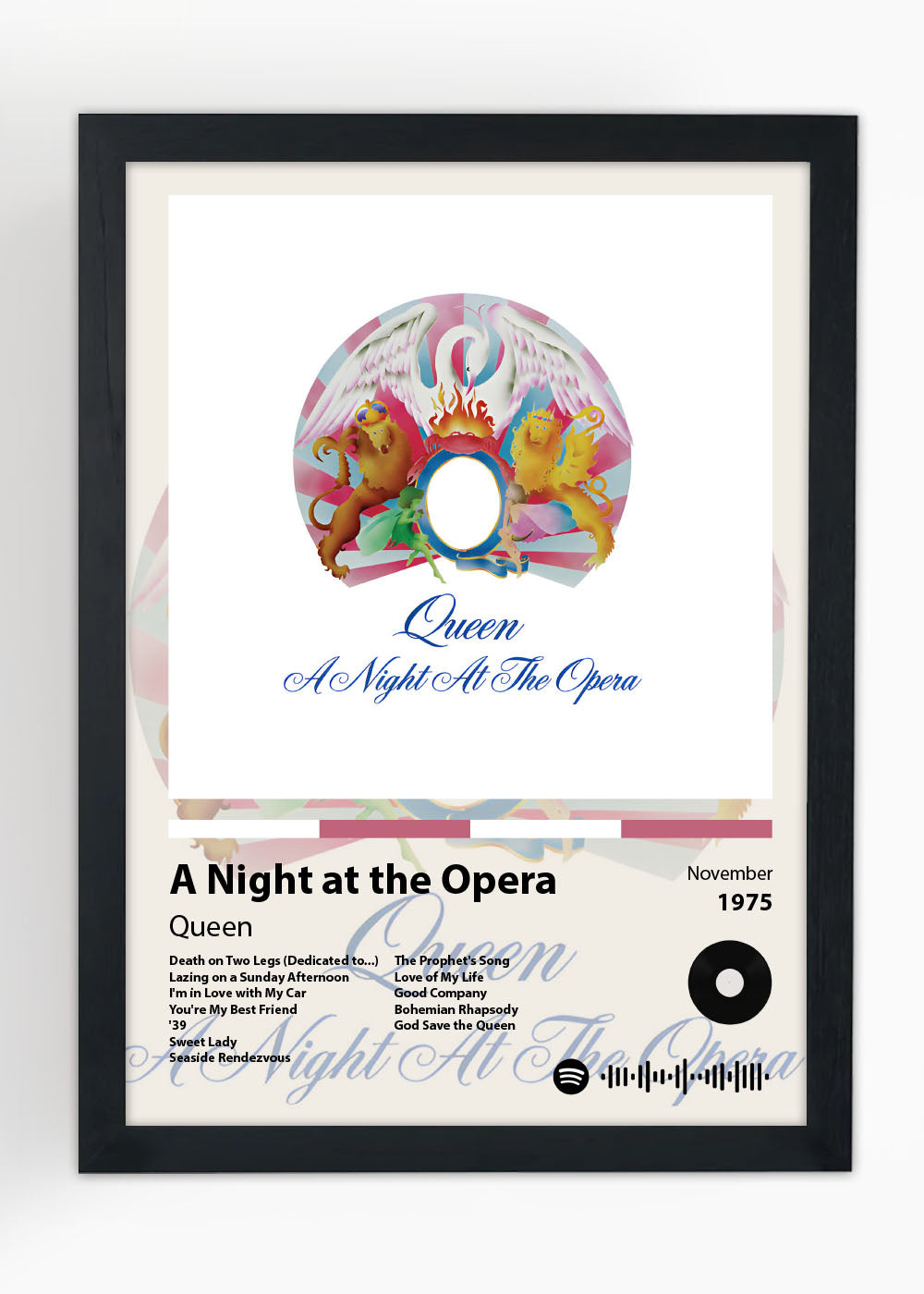 Quadro Decorativo A Night at the Opera Queen - Com vidro