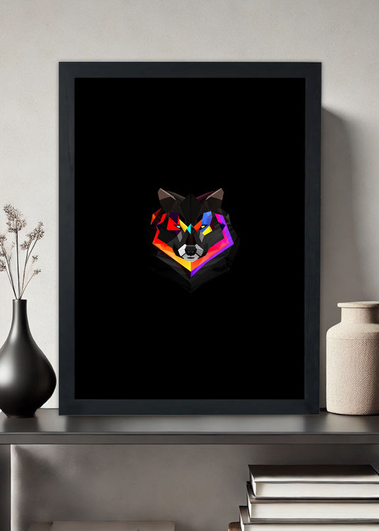 Quadro Decorativo O lobo geométrico - Com vidro