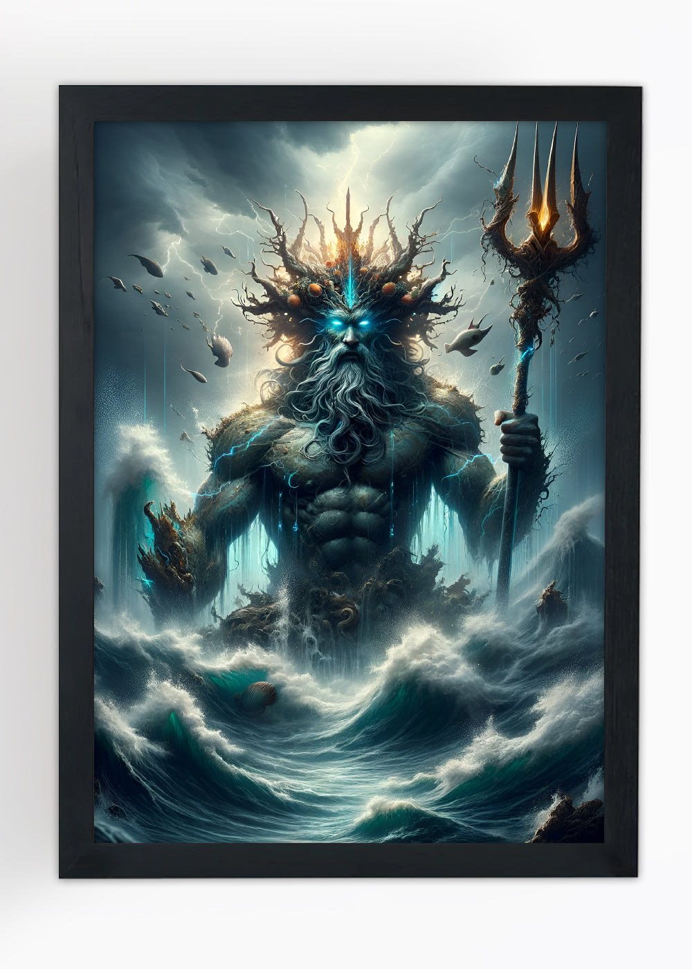 Quadro Decorativo Poseidon o Deus protetor... - Com vidro