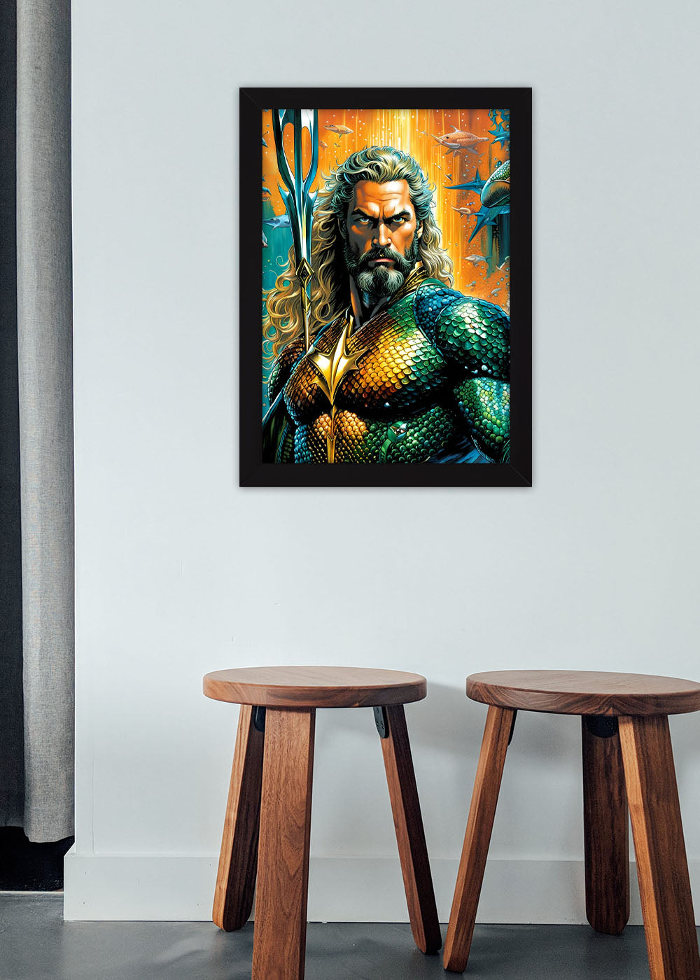 Quadro Decorativo Heroi DC - Aquaman - Com vidro