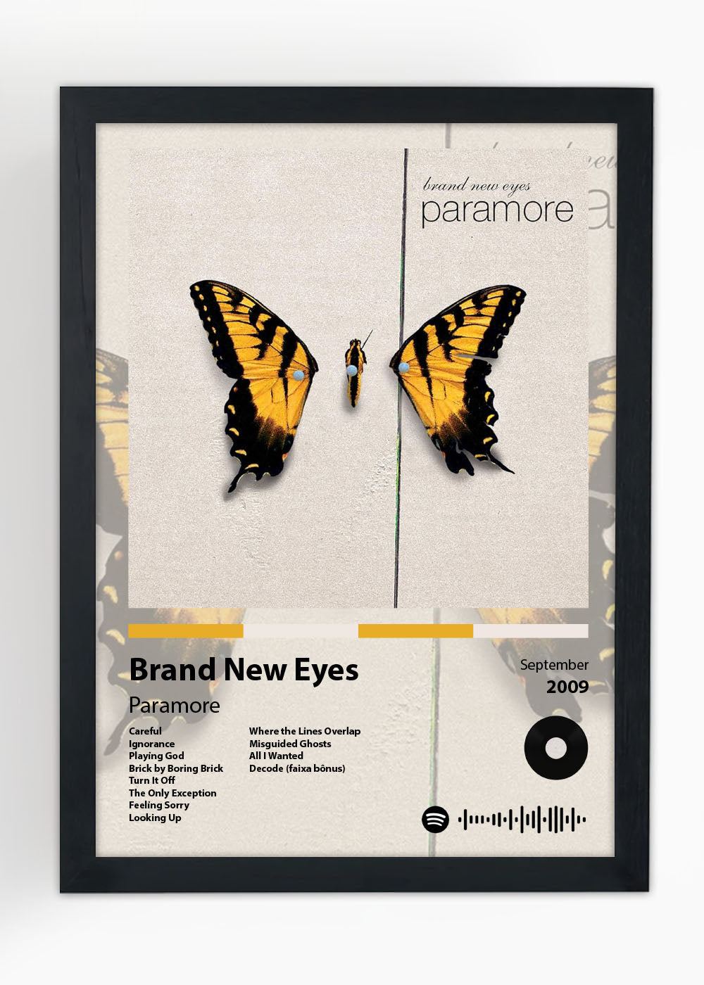 Quadro Decorativo Brand New Eyes Paramore - Com vidro
