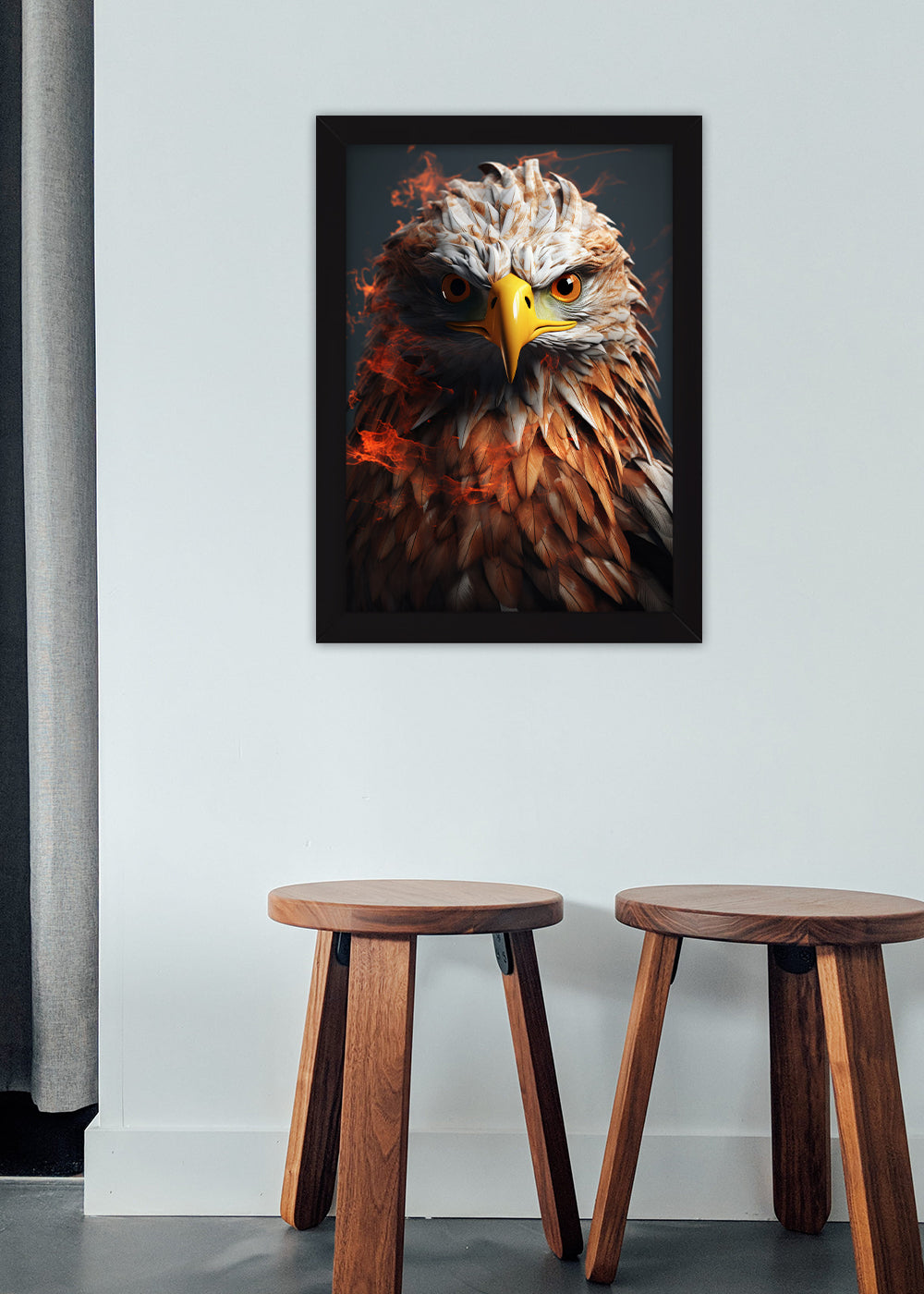Quadro Decorativo Passaro em chamas - Com vidro