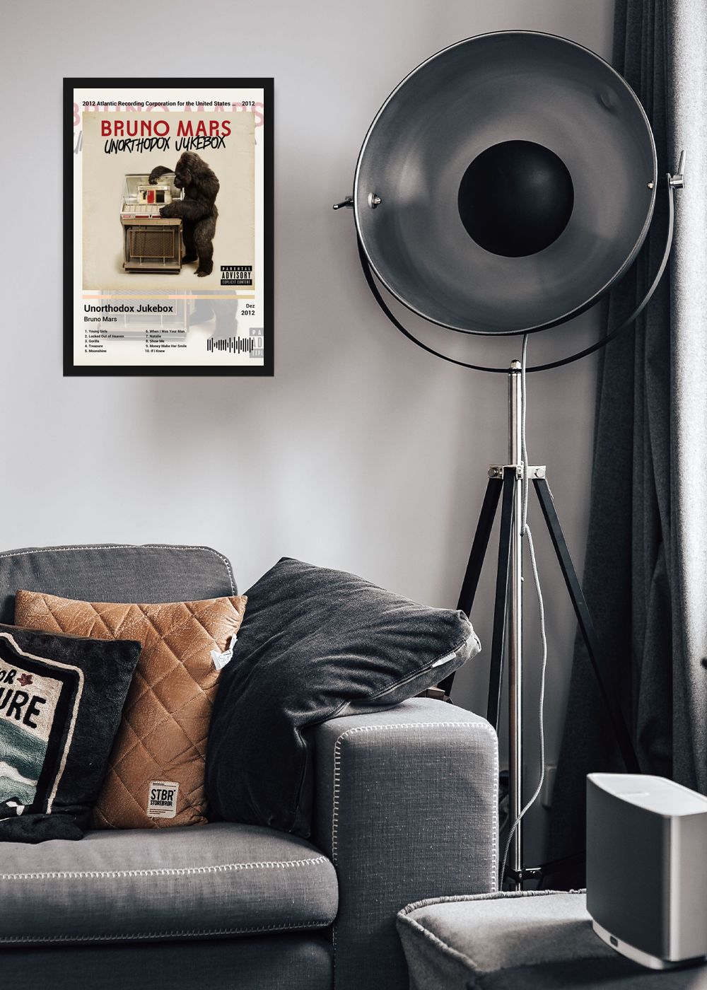 Quadro Bruno Mars Unorthodox Jukebox (Light) Com Vidro