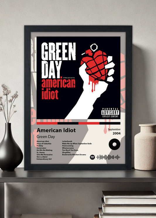 Quadro Decorativo American Idiot - Green Day - Com vidro