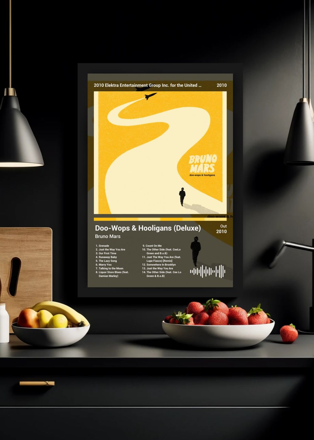 Quadro Bruno Mars DooWops & Hooligans (Dark) Com Vidro
