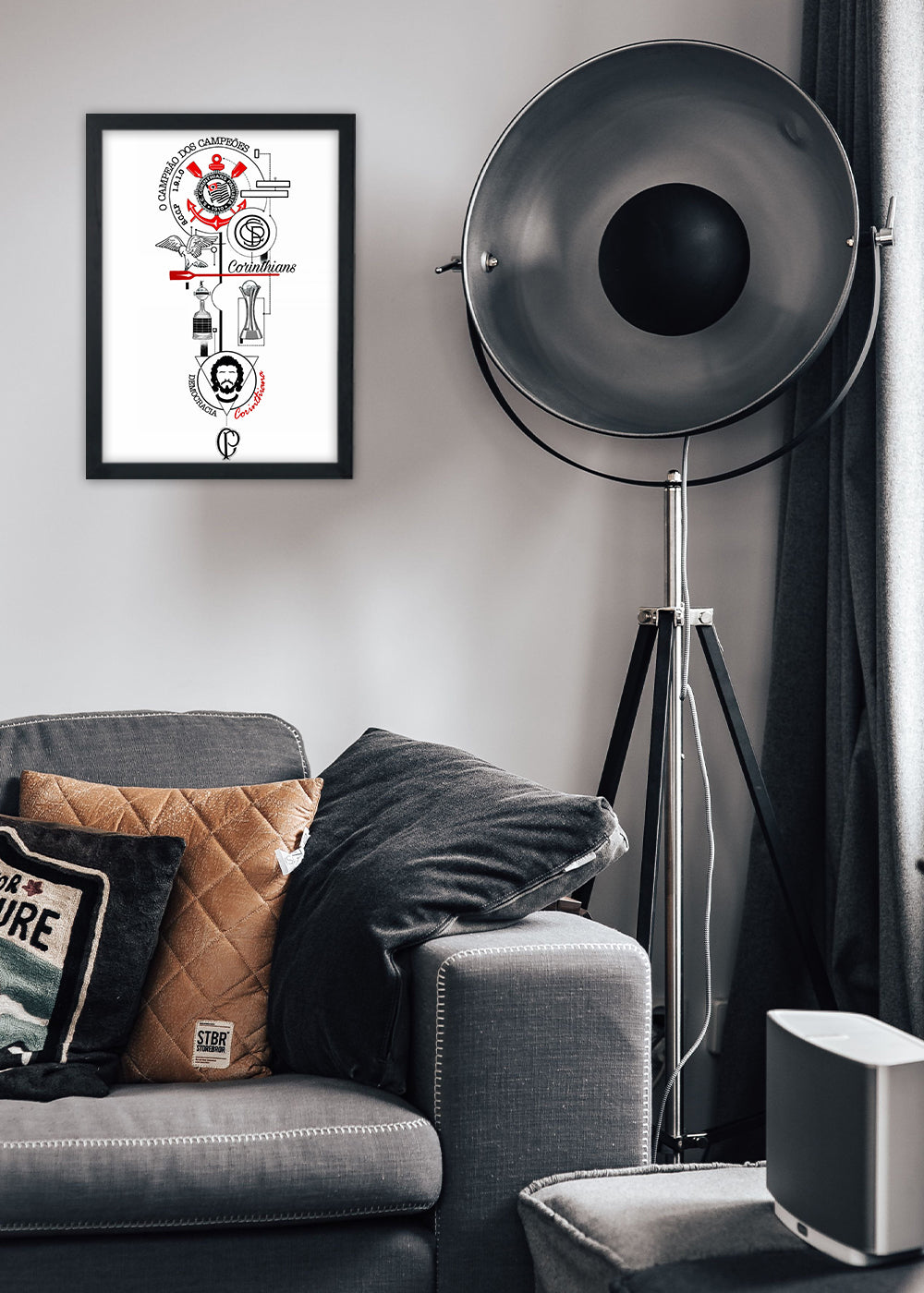 Quadro Decorativo Corinthians Democracia Corinthiana - Com vidro