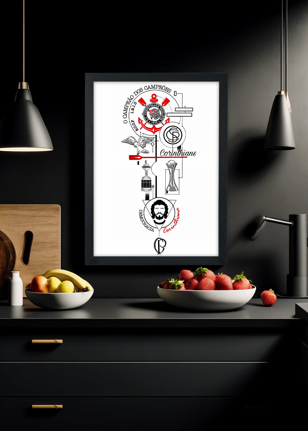 Quadro Decorativo Corinthians Democracia Corinthiana - Com vidro