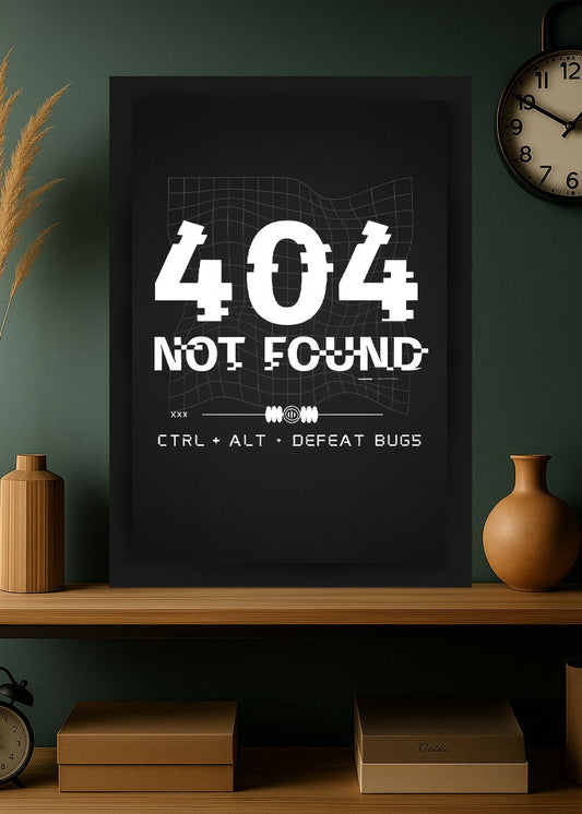 Quadro Geek 404 not found Com Vidro e Moldura