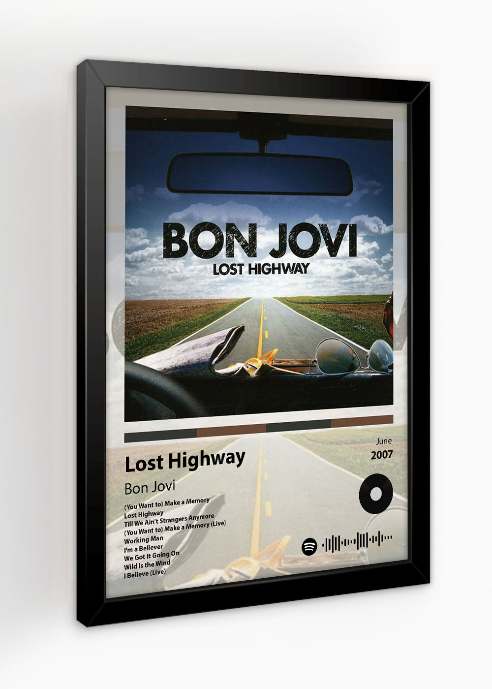 Quadro Lost Highway - Bon Jovi - Com vidro