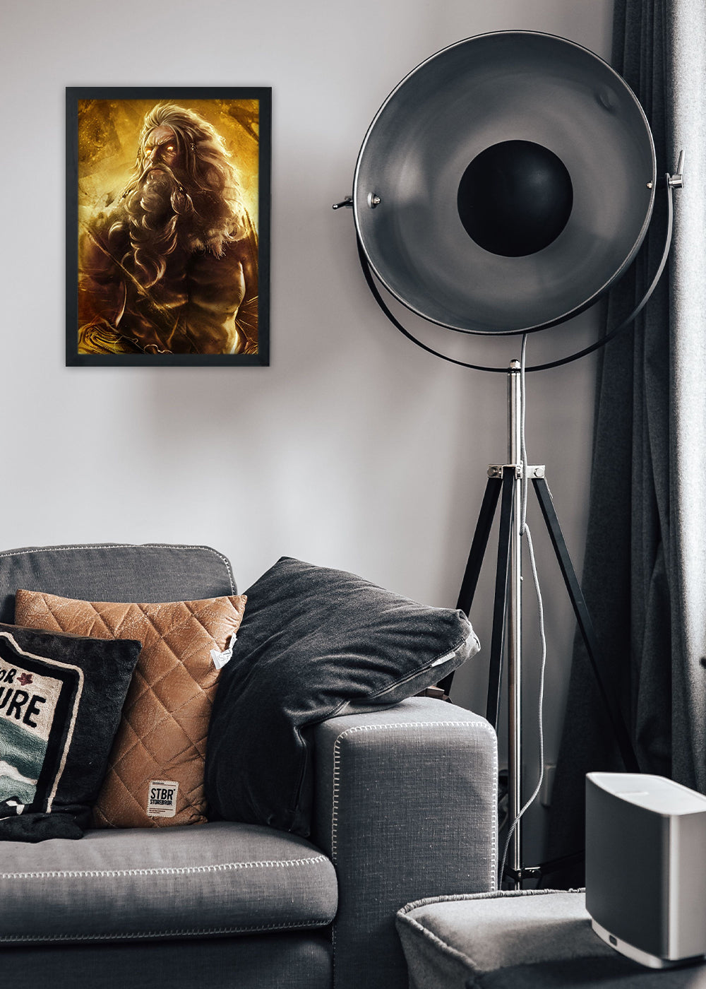 Quadro Decorativo Zeus poderoso - Mitologia - Com vidro