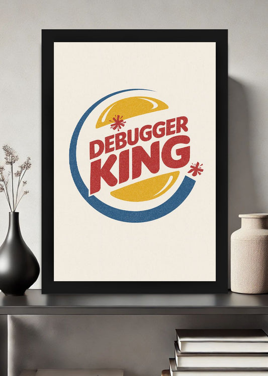 Quadro Geek Debugger King Com Vidro e Moldura