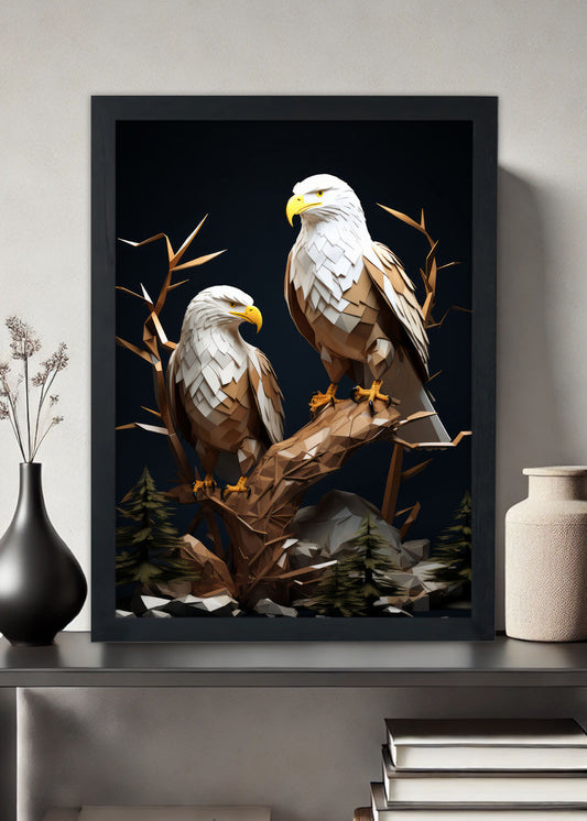 Quadro Decorativo familia de aguias - Animais - Com vidro