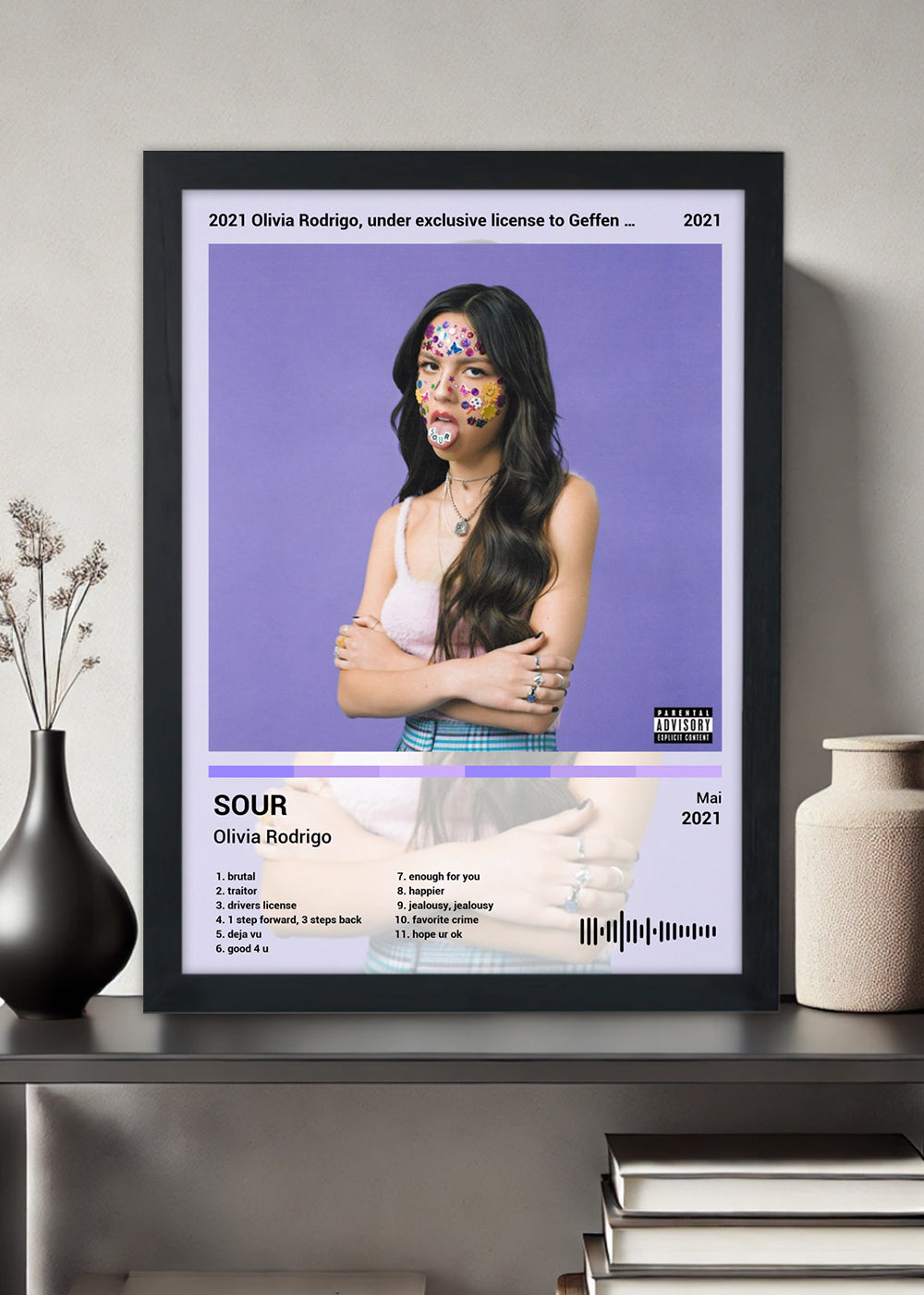 Quadro Olivia Rodrigo - Sour (Light) - Com Vidro