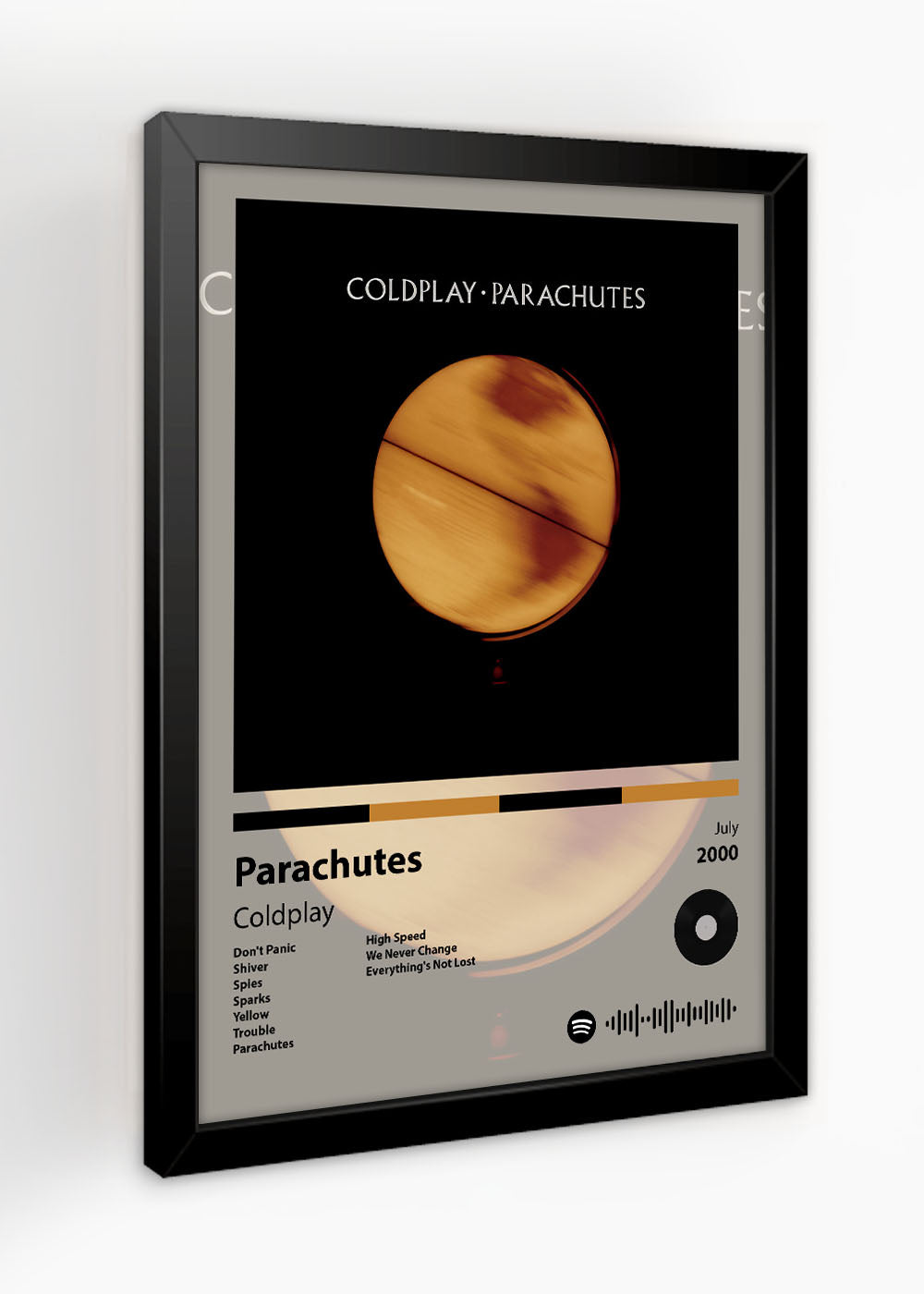 Quadro Decorativo Parachutes - Coldplay - Com vidro