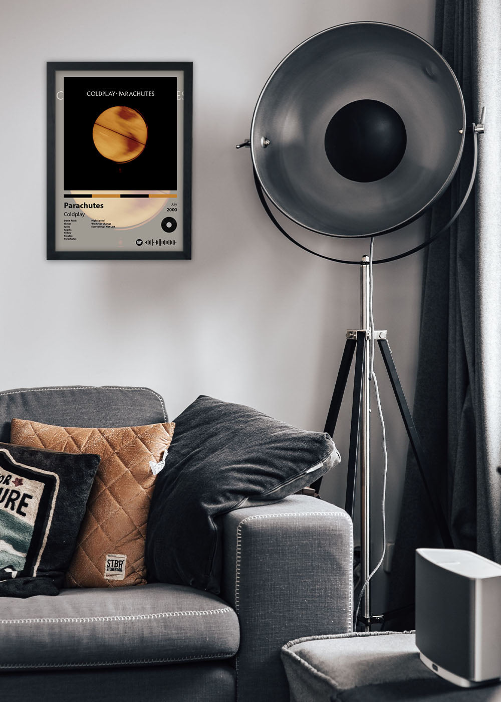Quadro Decorativo Parachutes - Coldplay - Com vidro