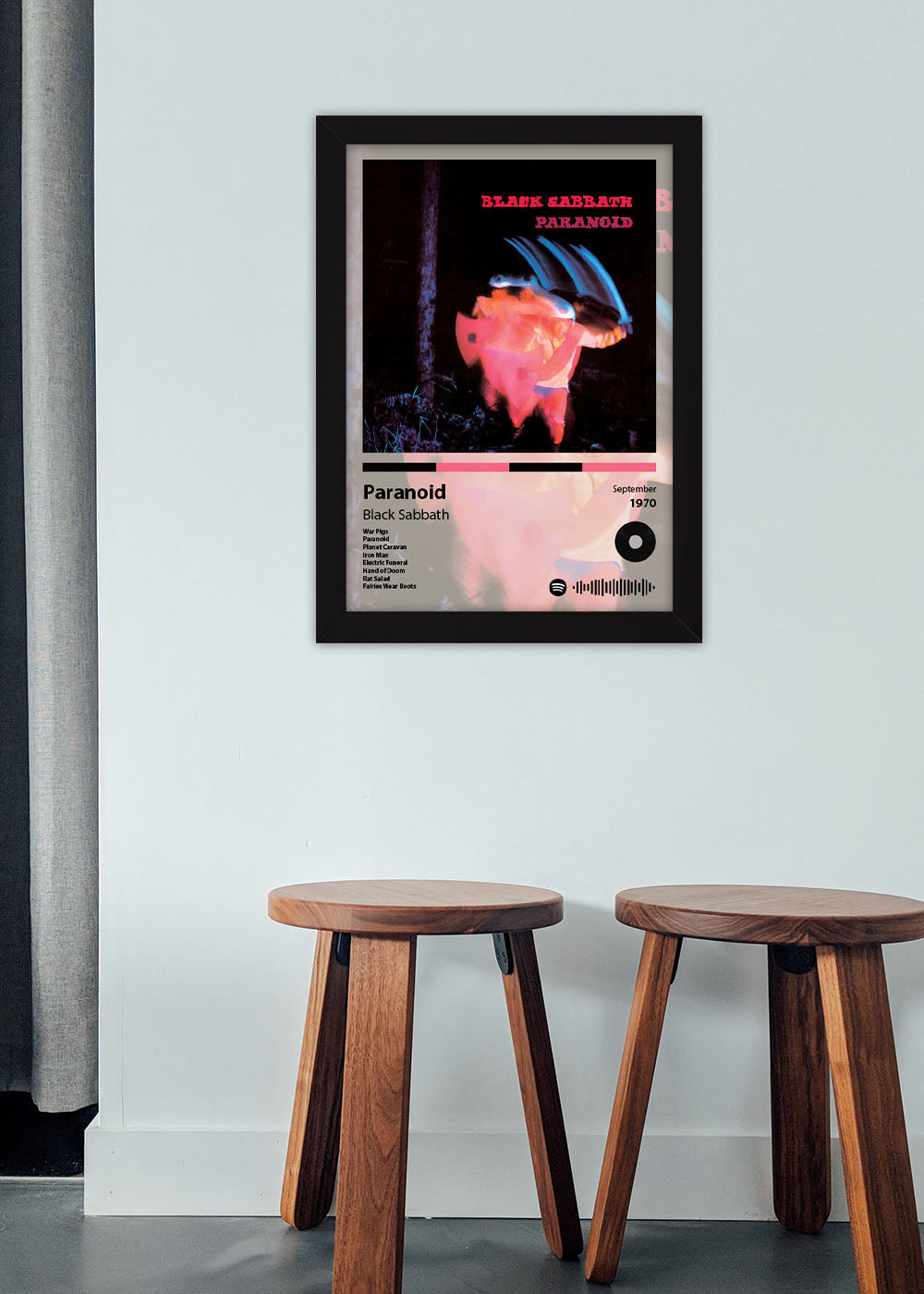 Quadro Decorativo Paranoid - Black Sabbath - Com vidro