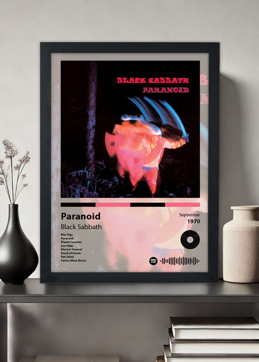 Quadro Decorativo Paranoid - Black Sabbath - Com vidro
