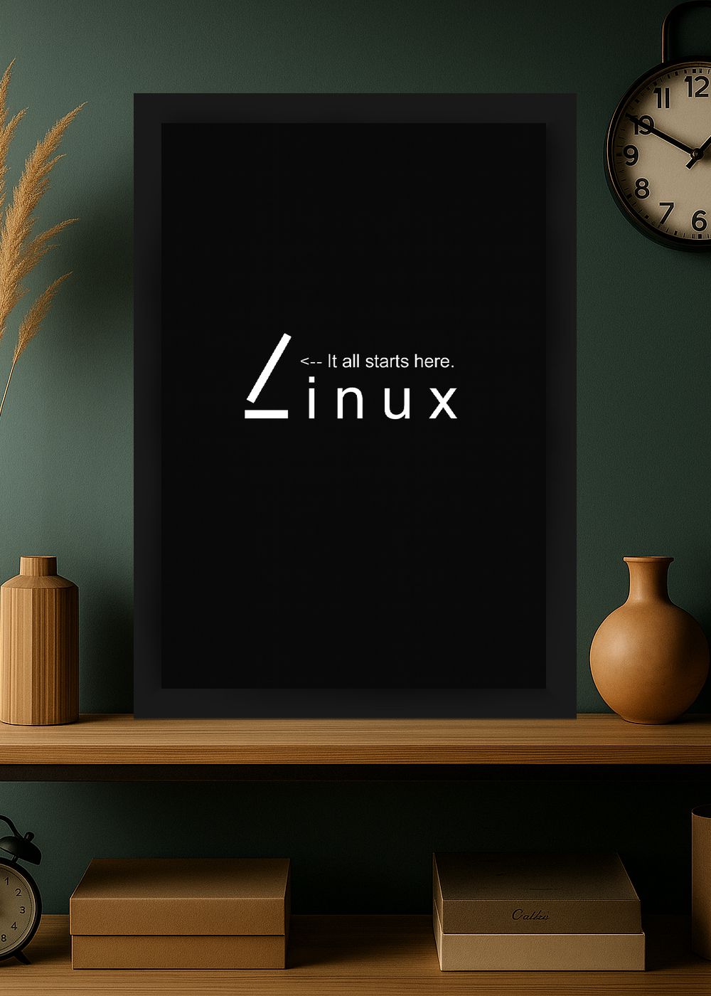 Quadro Linux: O Ponto de Partida com Vidro e Moldura