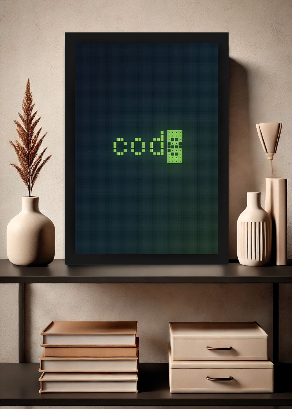 Quadro Geek Code Dev Pixels com Vidro e Moldura